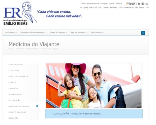 Página do Núcleo de Medicina do Viajante no Instituto Emilio Ribas