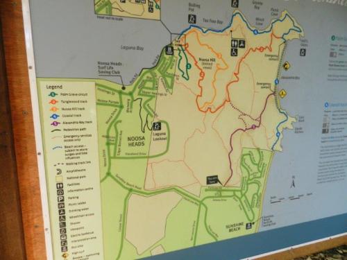 Mapa do Noosa National Park e suas trilhas